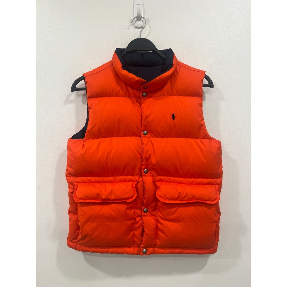Polo Ralph Lauren Puffer Vest Orange Blue Reversible Down Gilet Boys LRG 14 16